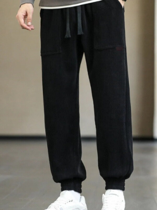 Men's Straight-Leg Corduroy Trousers, 9 Inch, Anti-Wrinkle, Fitted, Mid Rise with Long Legs