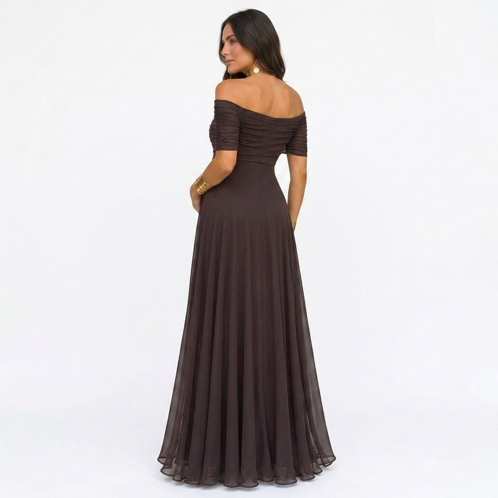 Off-the-Shoulder Floral Maternity Maxi Dress for Baby Showers and Photo Shoots