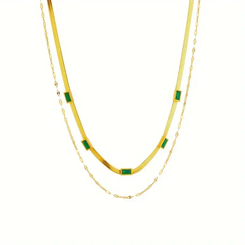 Double-layer gold necklace with elegant design