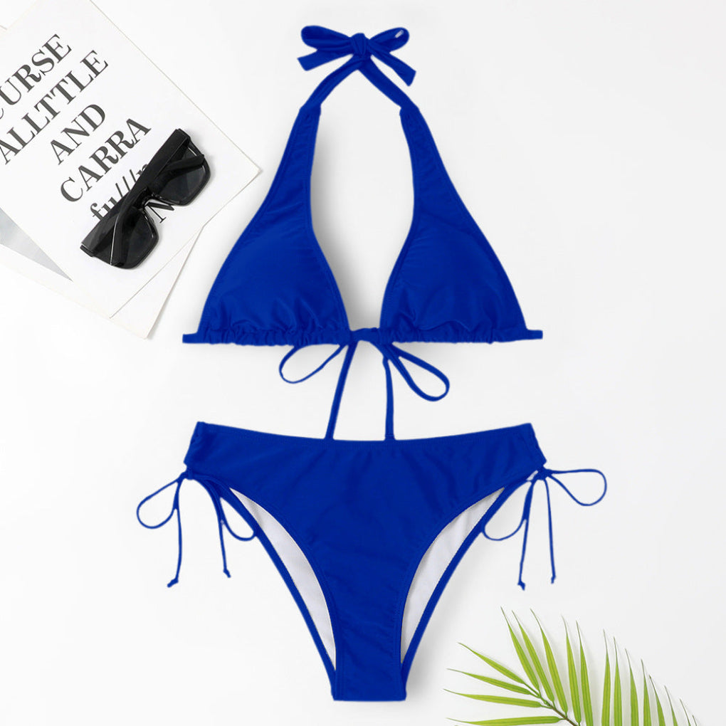 Women’s Solid Color Strap Bikini Swimsuit