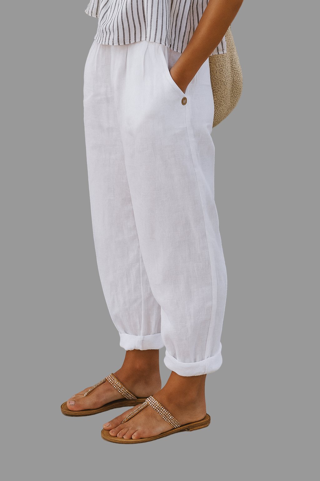 Women’s Casual Trousers – Solid Loose Fit with Pockets