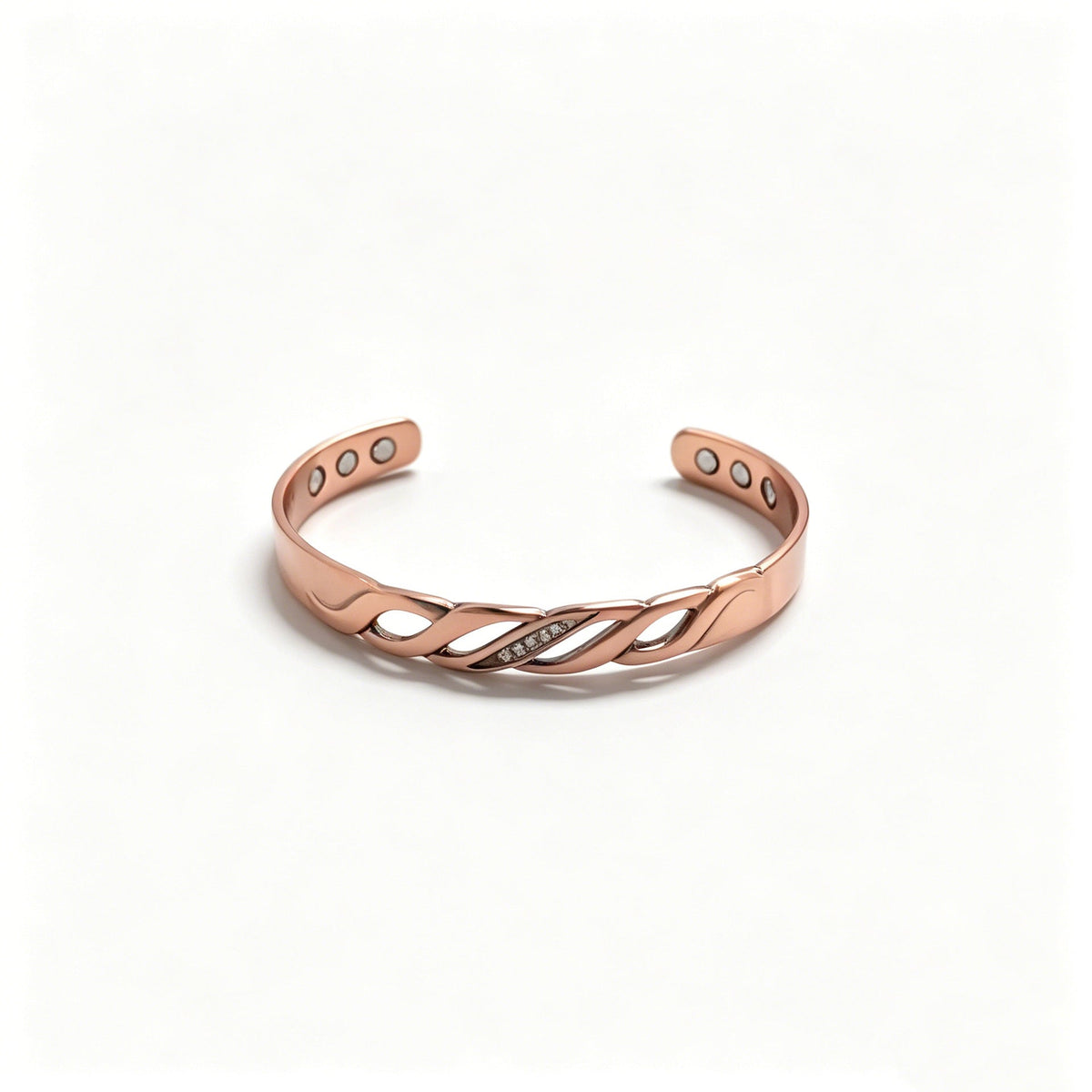 Adjustable Copper Magnetic Bracelet with Infinity Design and Zircon Detail