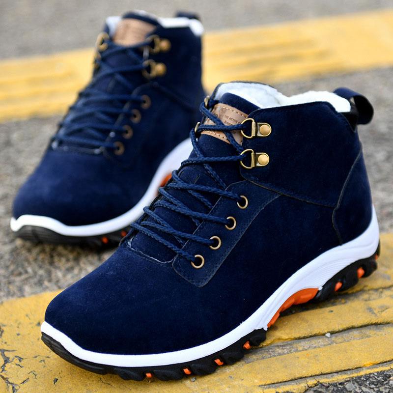Men's Winter Lace-Up Ankle Boots with Flat Sole