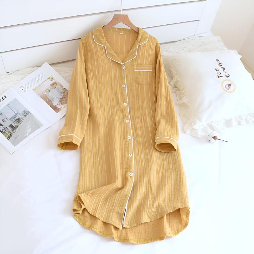 Lightweight Women’s Striped Cotton Gauze Nightgown