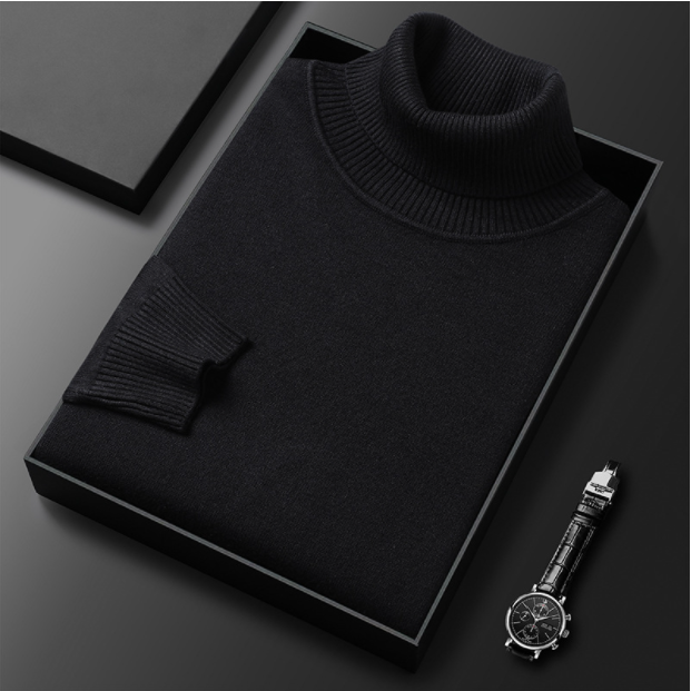 Men's Winter Roll-Neck Jumper with Long Sleeves