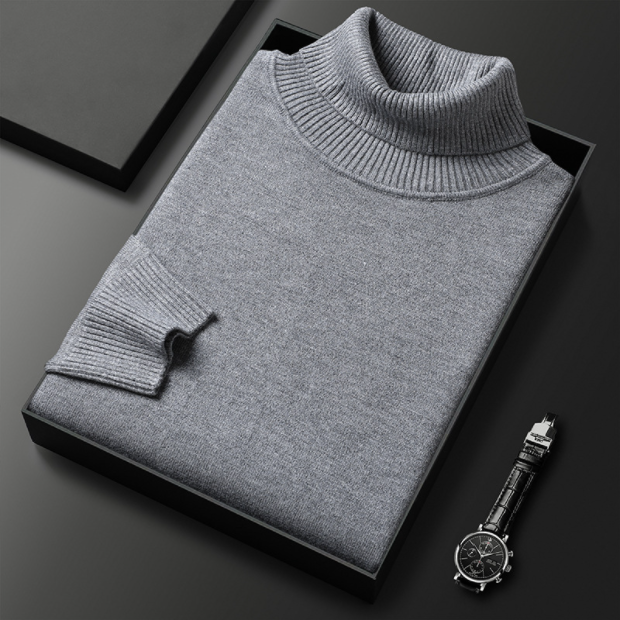Men's Winter Roll-Neck Jumper with Long Sleeves