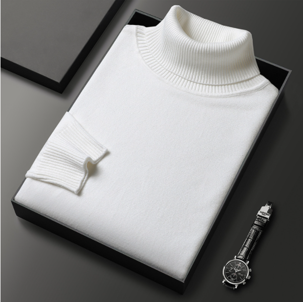 Men's Winter Roll-Neck Jumper with Long Sleeves