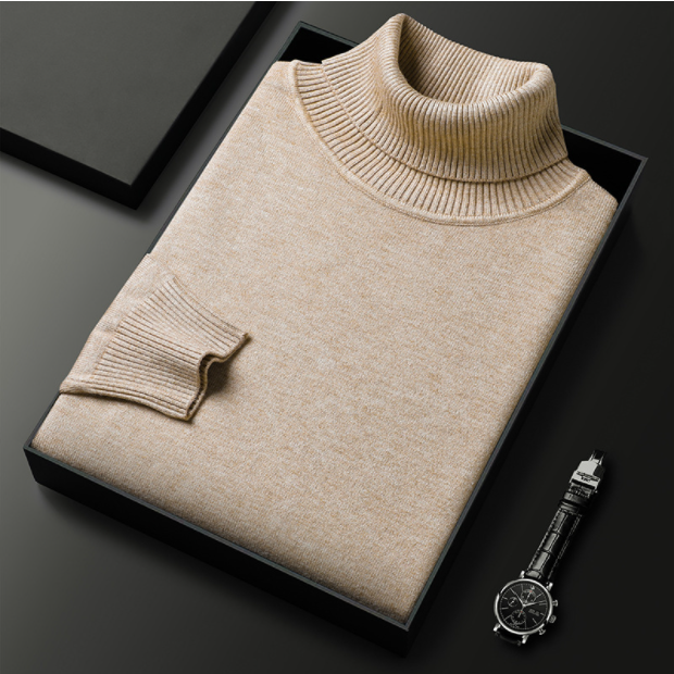 Men's Winter Roll-Neck Jumper with Long Sleeves