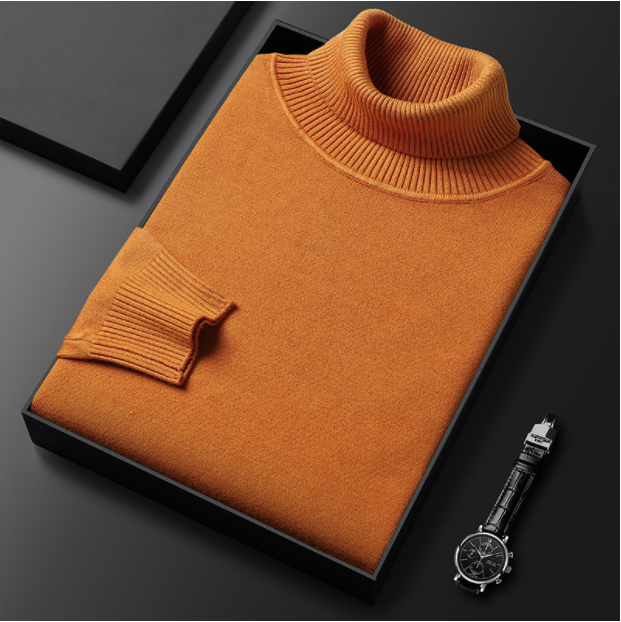 Men's Winter Roll-Neck Jumper with Long Sleeves