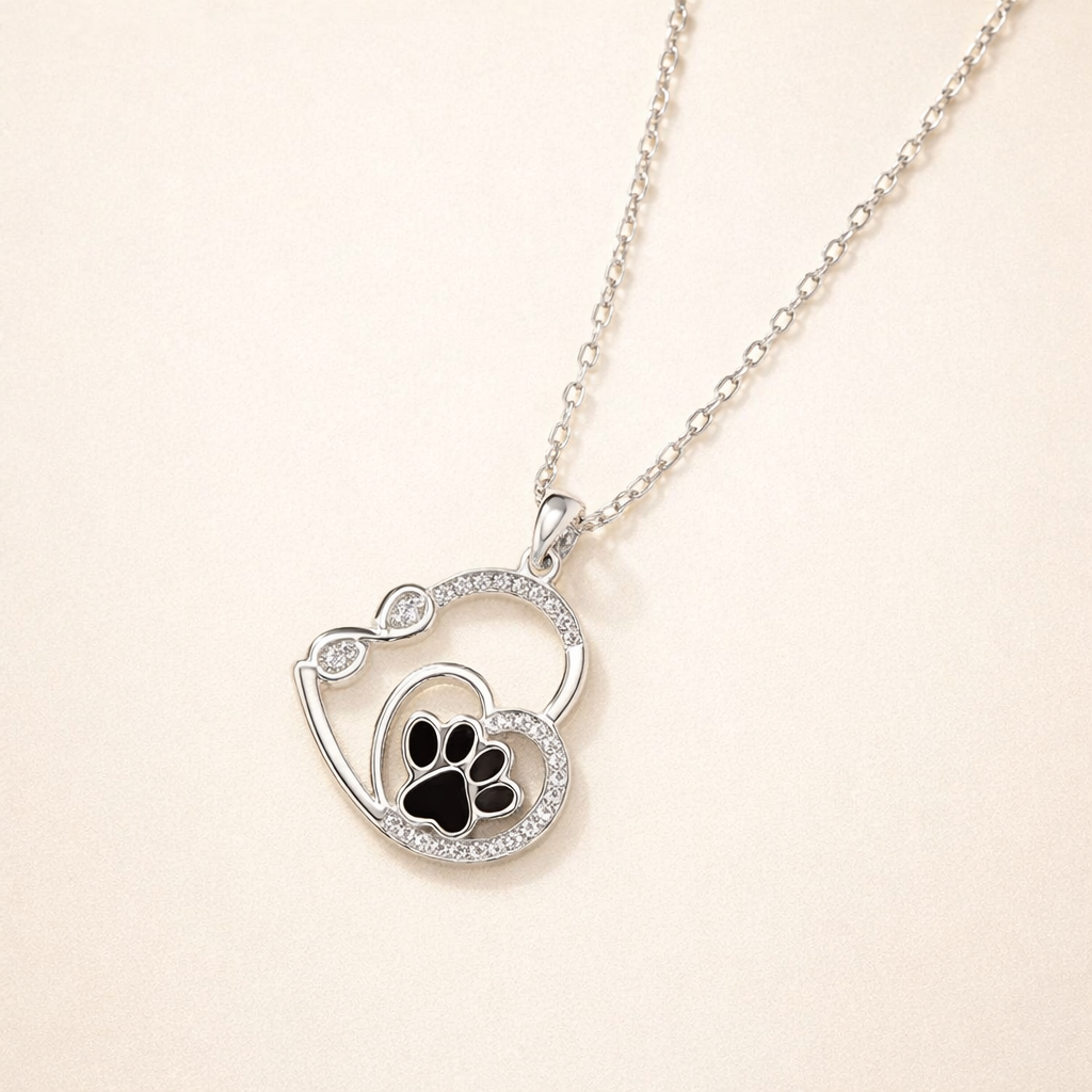 Infinite Double Love Paw Print Pendant Necklace