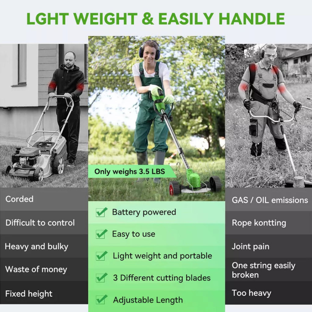 Adjustable 24V Cordless Grass Trimmer for Easy Lawn Care
