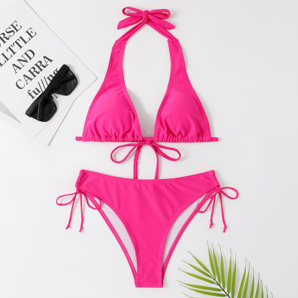 Women’s Solid Color Strap Bikini Swimsuit