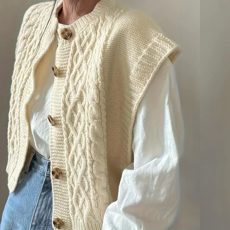 Elegant Button Front Knit Vest for Women