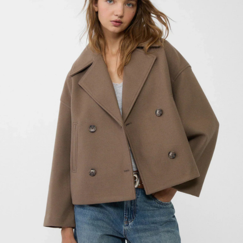 Modern Short Coat with Double-Breasted Front for Women