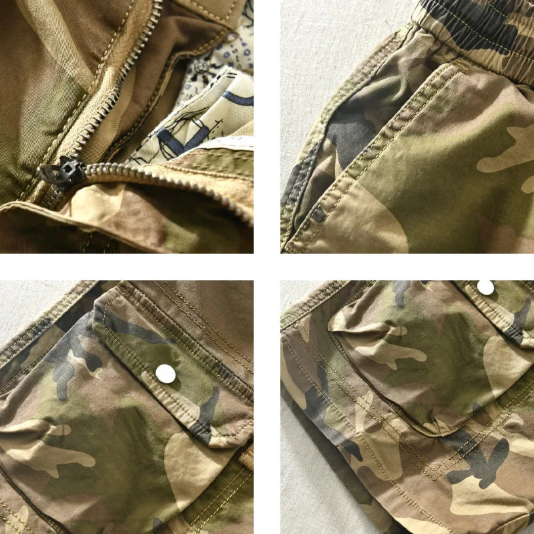 Trendy Camo Cargo Shorts – Men’s