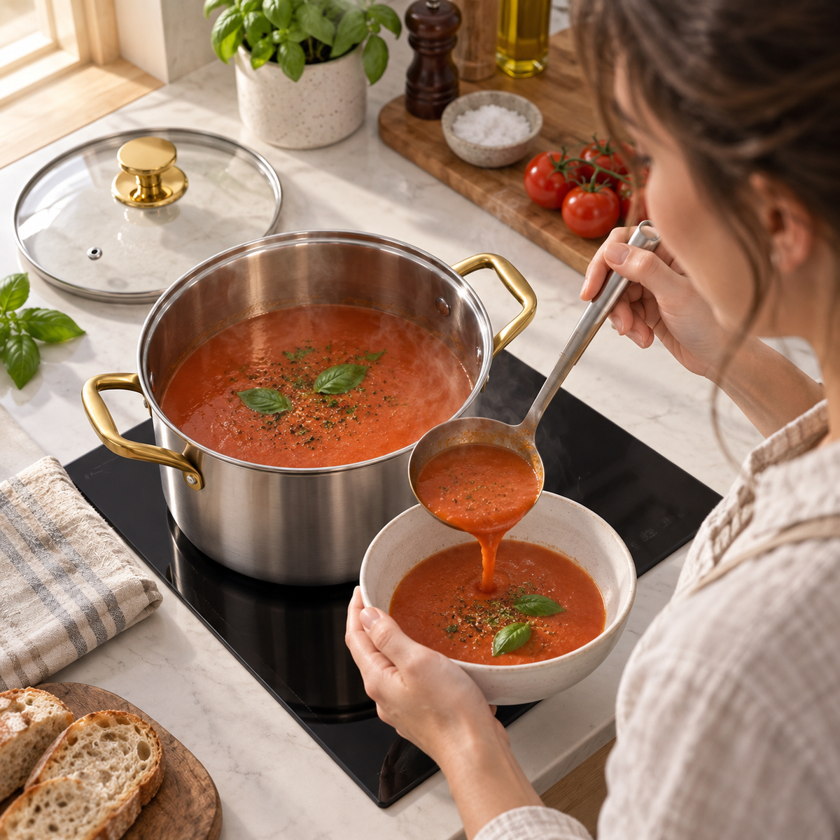 Titanium Cooking Pot with Lid, PFAS-Free, No Chemical Coating