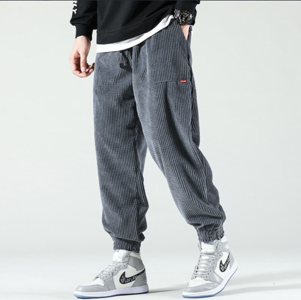 Men's Straight-Leg Corduroy Trousers, 9 Inch, Anti-Wrinkle, Fitted, Mid Rise with Long Legs