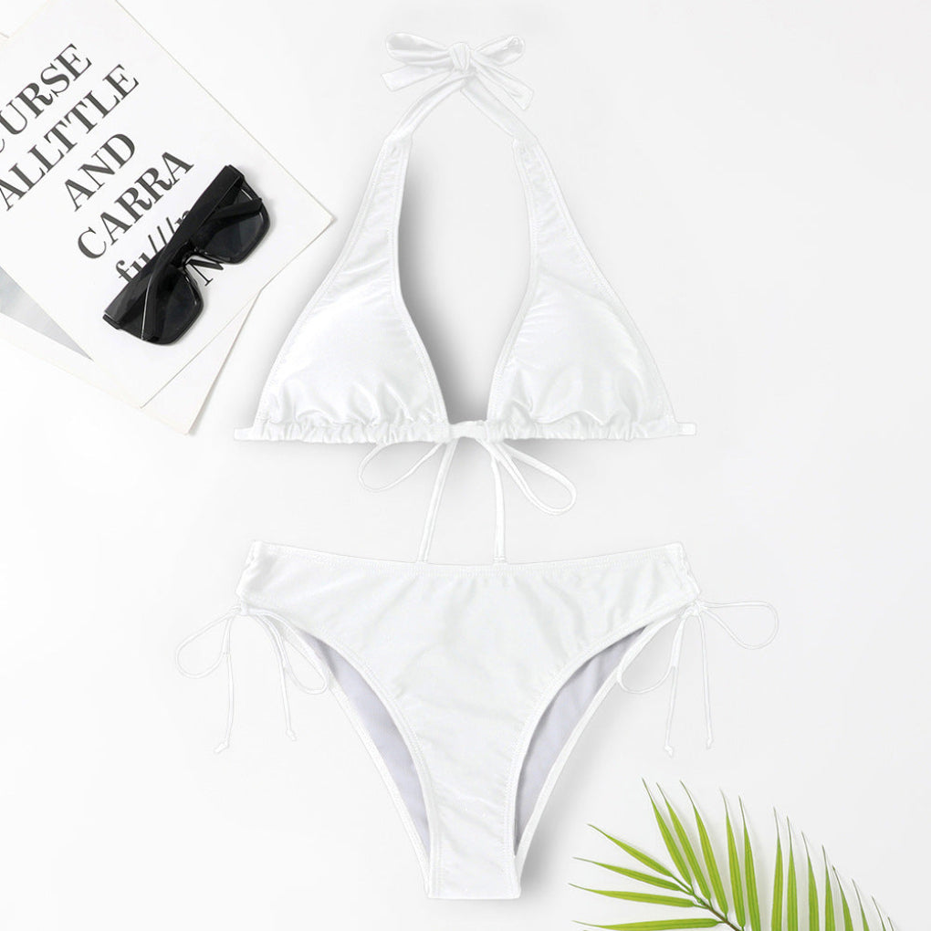 Women’s Solid Color Strap Bikini Swimsuit