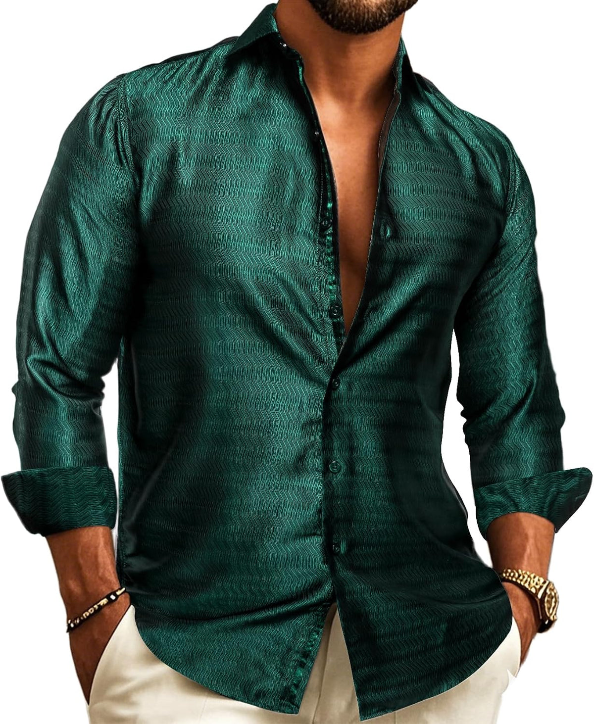 Men's paisley jacquard shirt – long-sleeved style for weddings and evening wear