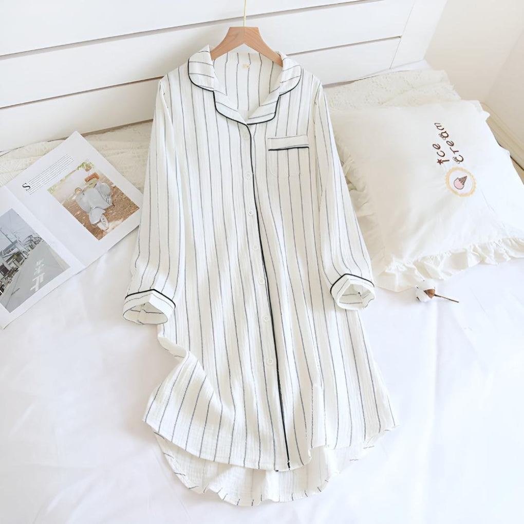 Lightweight Women’s Striped Cotton Gauze Nightgown