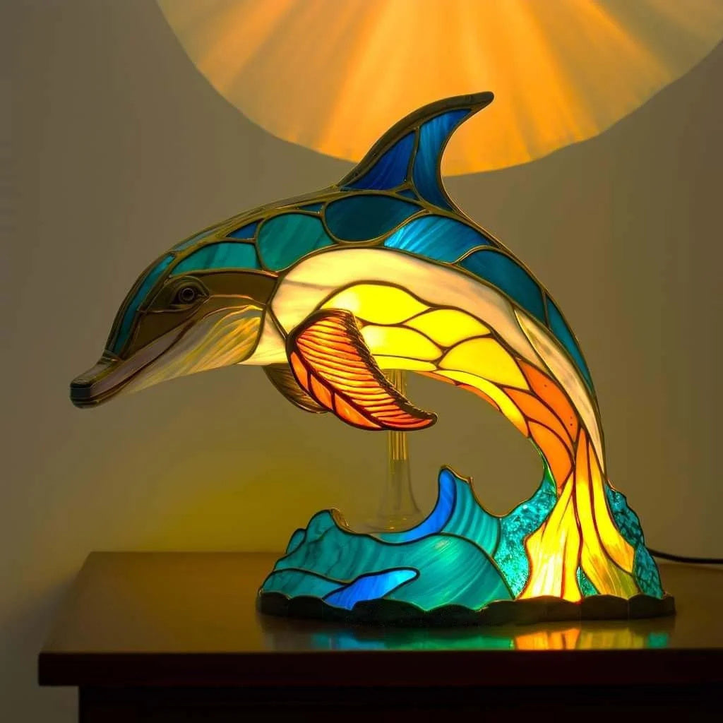 Stained Glass Table Lamp Animal Decorative Light