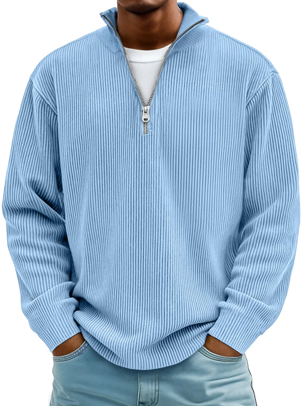 Relaxed-Fit Half-Zip Jumper in Hard-Wearing Knit