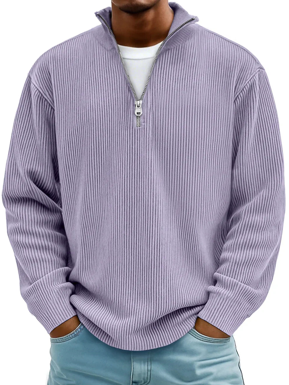 Relaxed-Fit Half-Zip Jumper in Hard-Wearing Knit