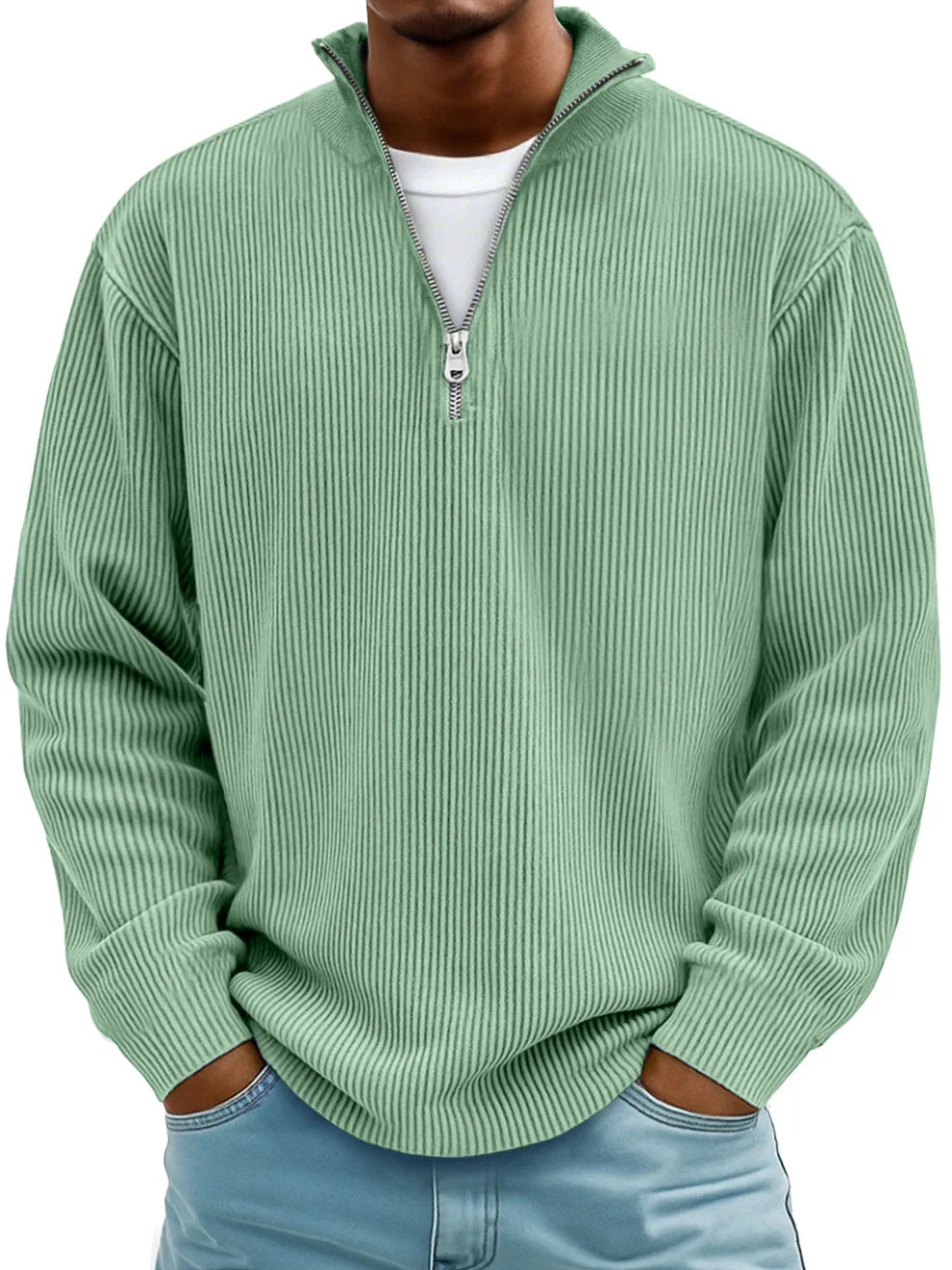 Relaxed-Fit Half-Zip Jumper in Hard-Wearing Knit