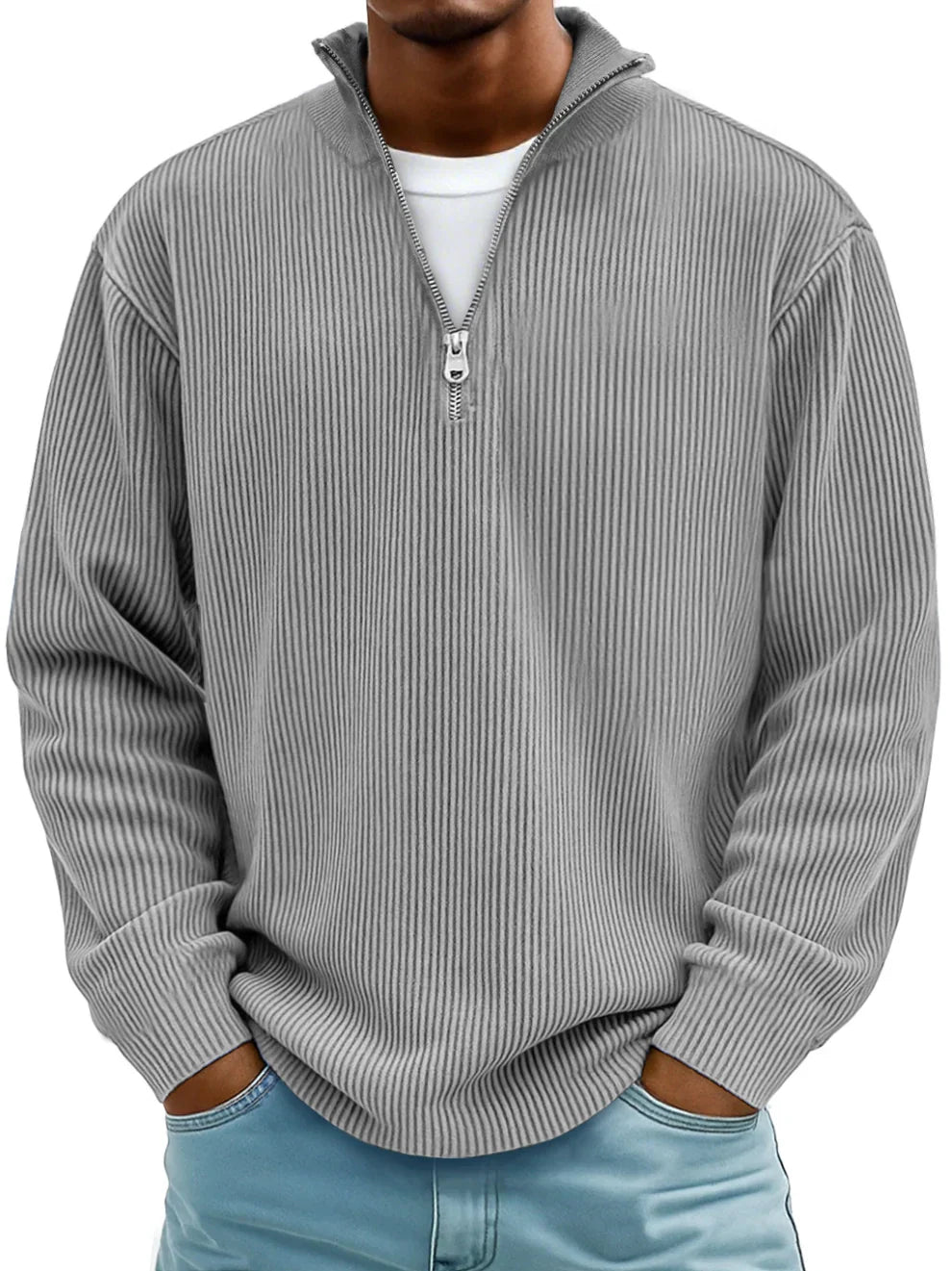 Relaxed-Fit Half-Zip Jumper in Hard-Wearing Knit