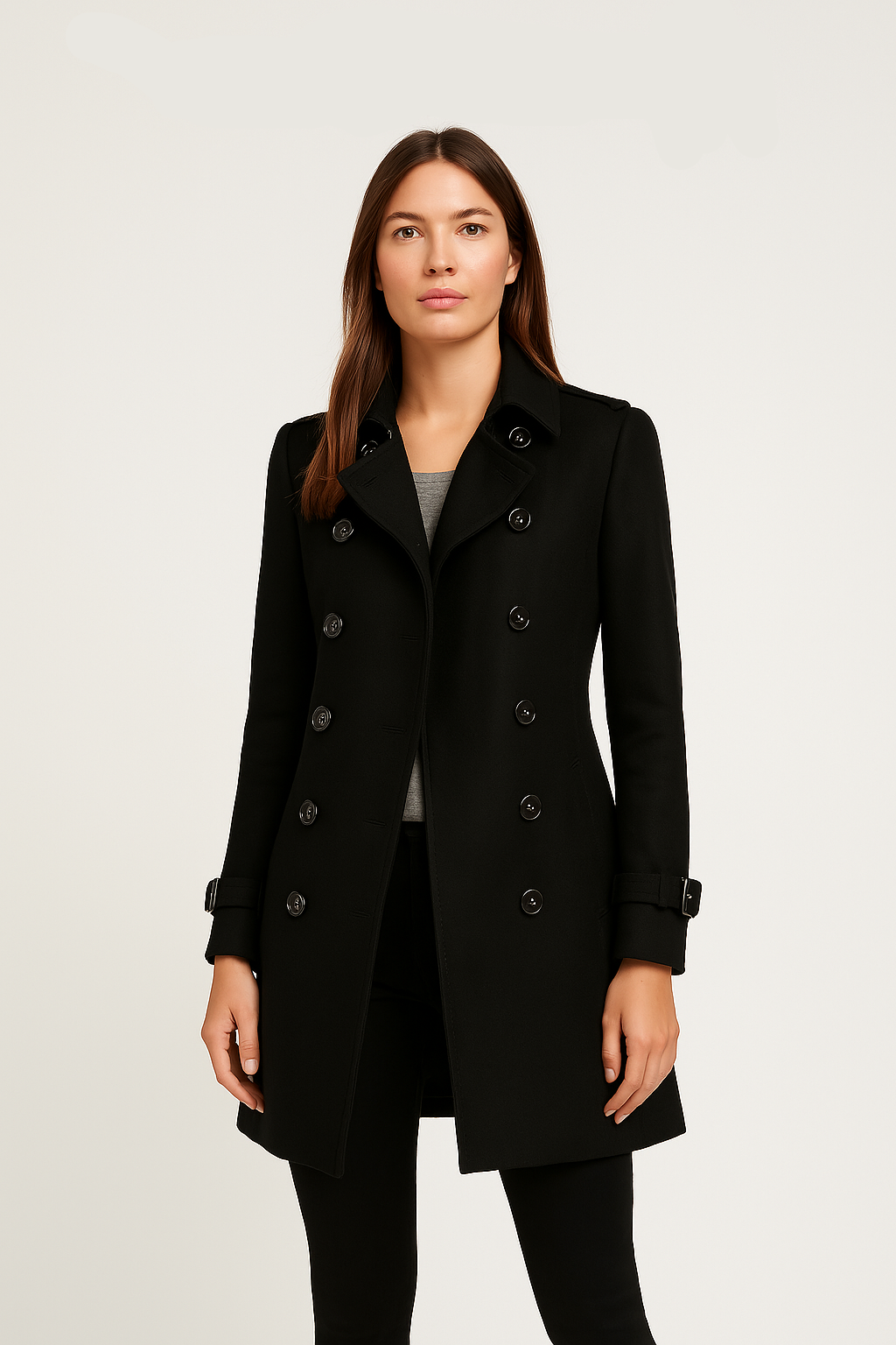 Elegant Double-Breasted Women's Trench Coat