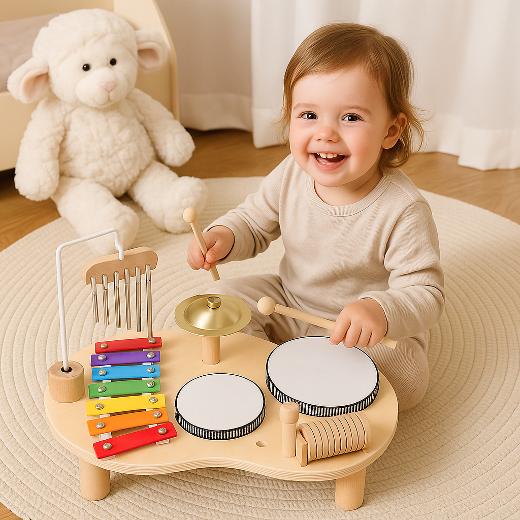 Wooden Montessori Music Table – All-in-One Musical Instrument Set for Children