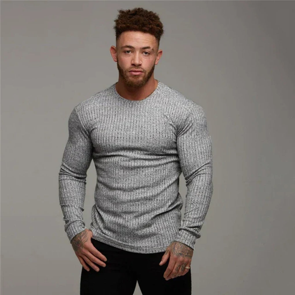 Fine Fine Wool-like Sweater Elegant Casual Style