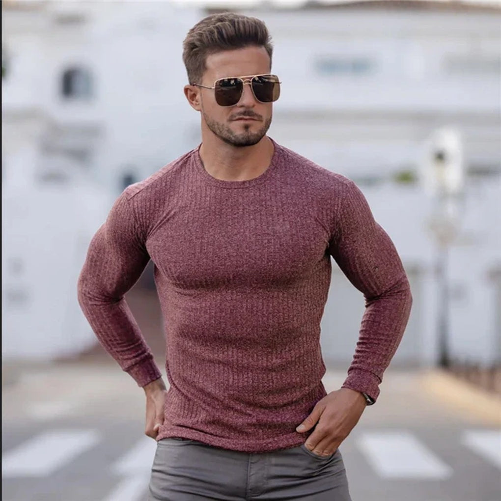 Fine Fine Wool-like Sweater Elegant Casual Style