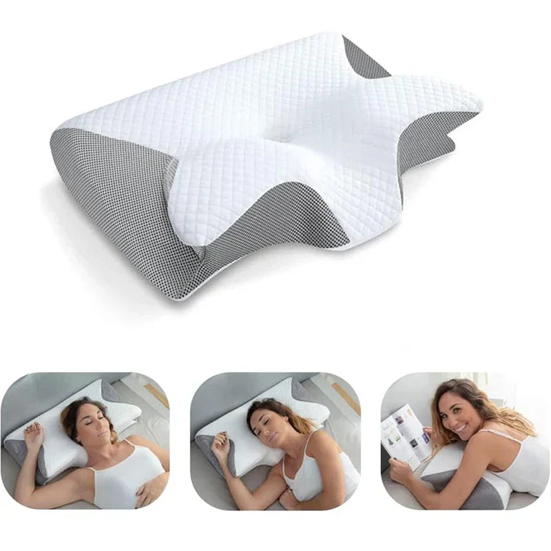 2-in-1 Viscoelastic Neck Support Pillow with Ergonomic Contour Design – RestAlign