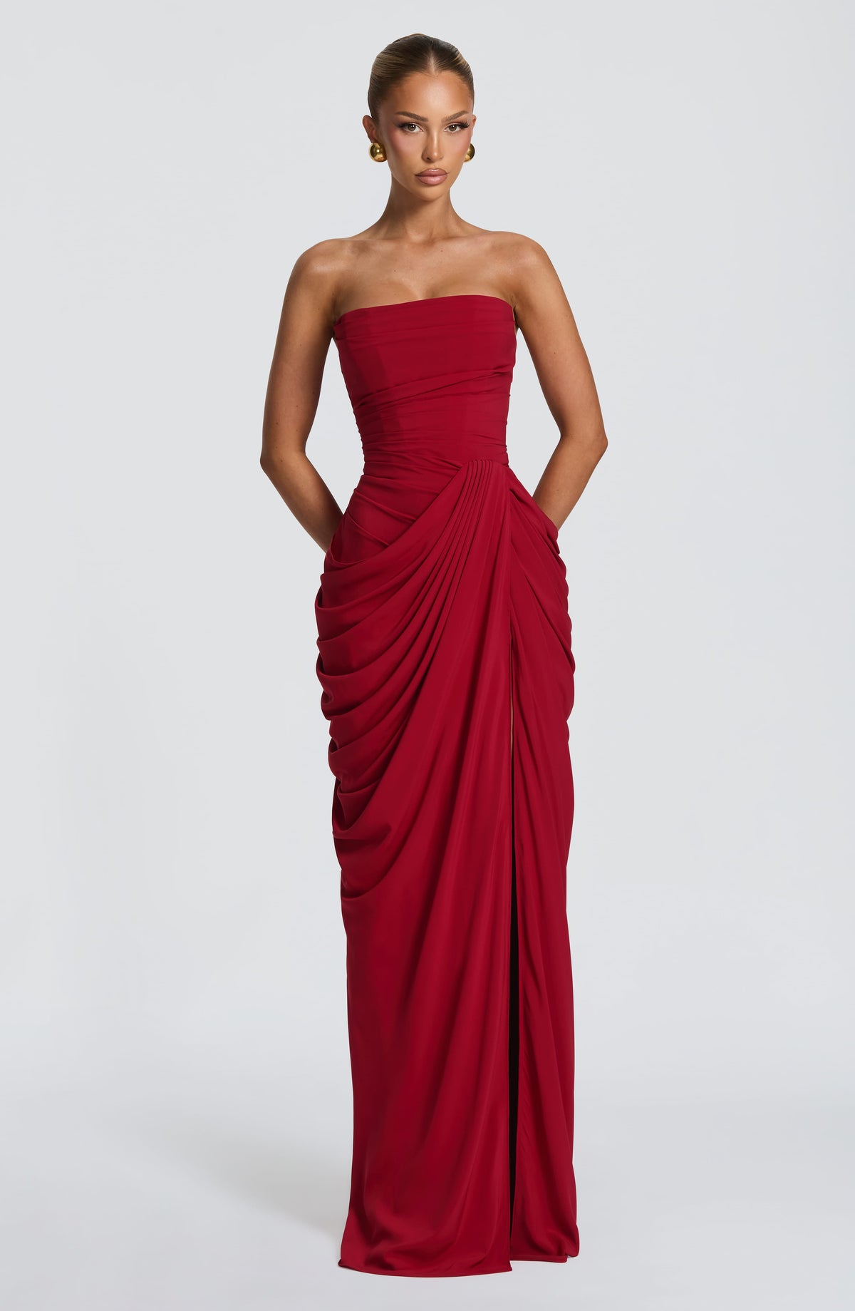 Lois strapless corset maxi dress with high slit
