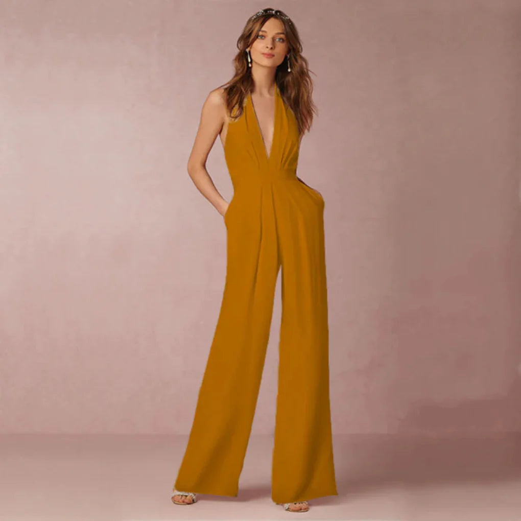 Deep V Neck Backless Jumpsuit