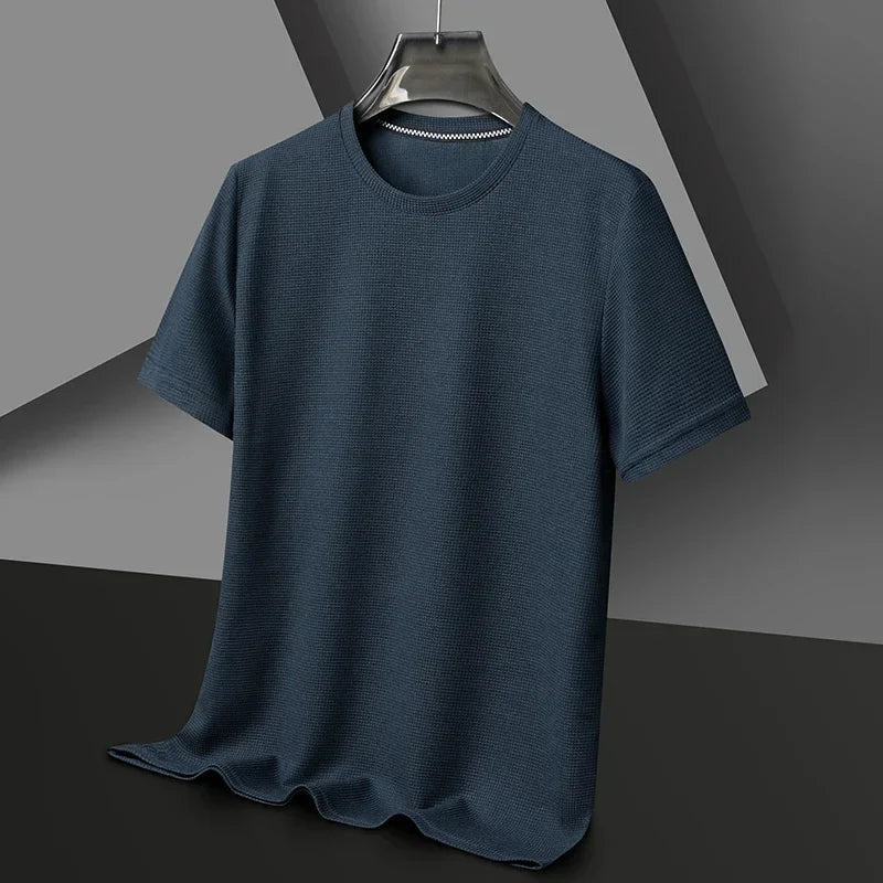 Men's Crew-Neck T-Shirt, Waffle Texture and Mesh