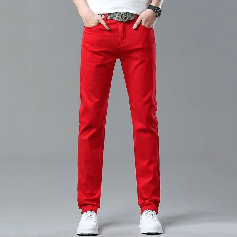 Men's Coloured Cotton Jeans with Straight Leg