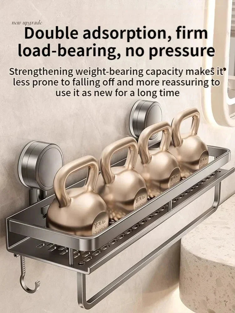 Bathroom Shelf with Suction Cup | No Drilling | Draining Rack
