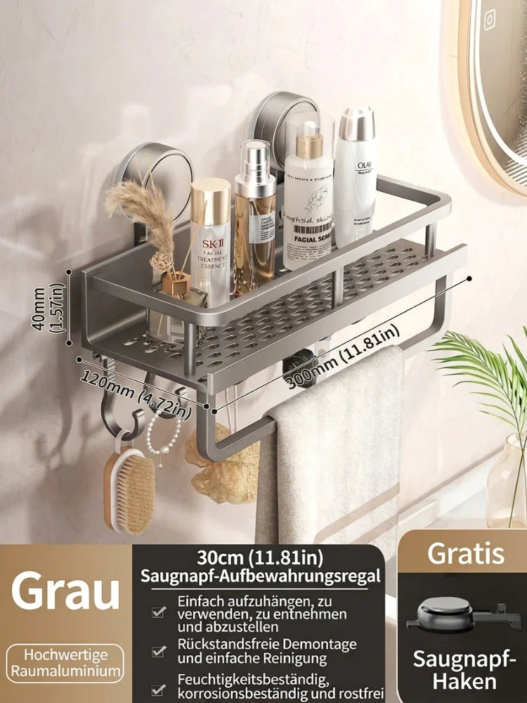 Bathroom Shelf with Suction Cup | No Drilling | Draining Rack