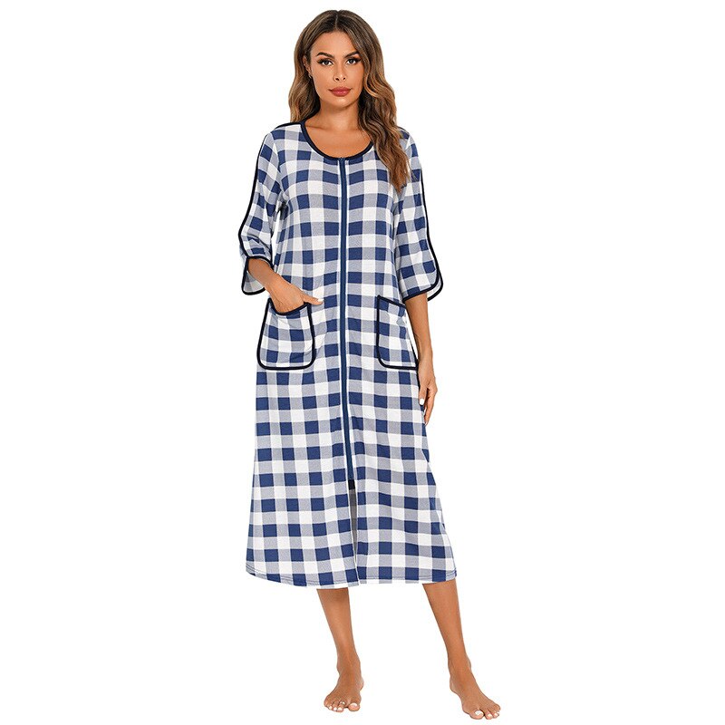 Warm Zip-Up Nightdress with Hood