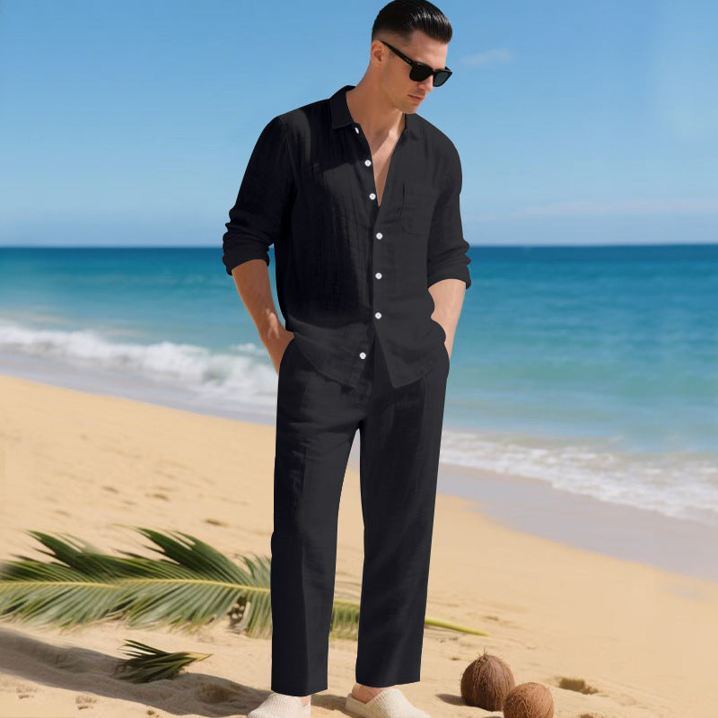 Men's 2-Piece Summer Set | Linen Shirt & Trousers
