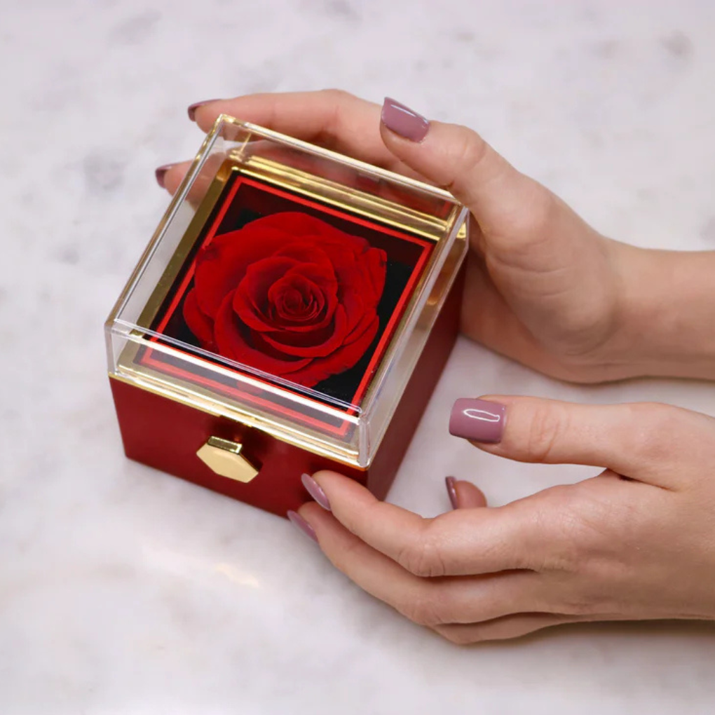 Eternal Rose With Custom Engraved Necklace