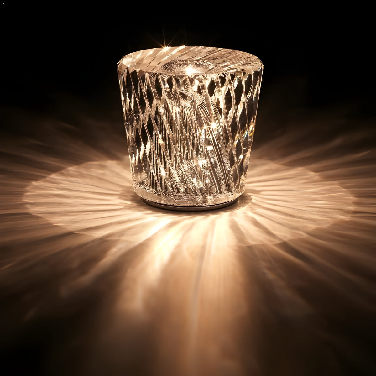Rechargeable Crystal Table Lamp with Diamond Design – Luxury Edition