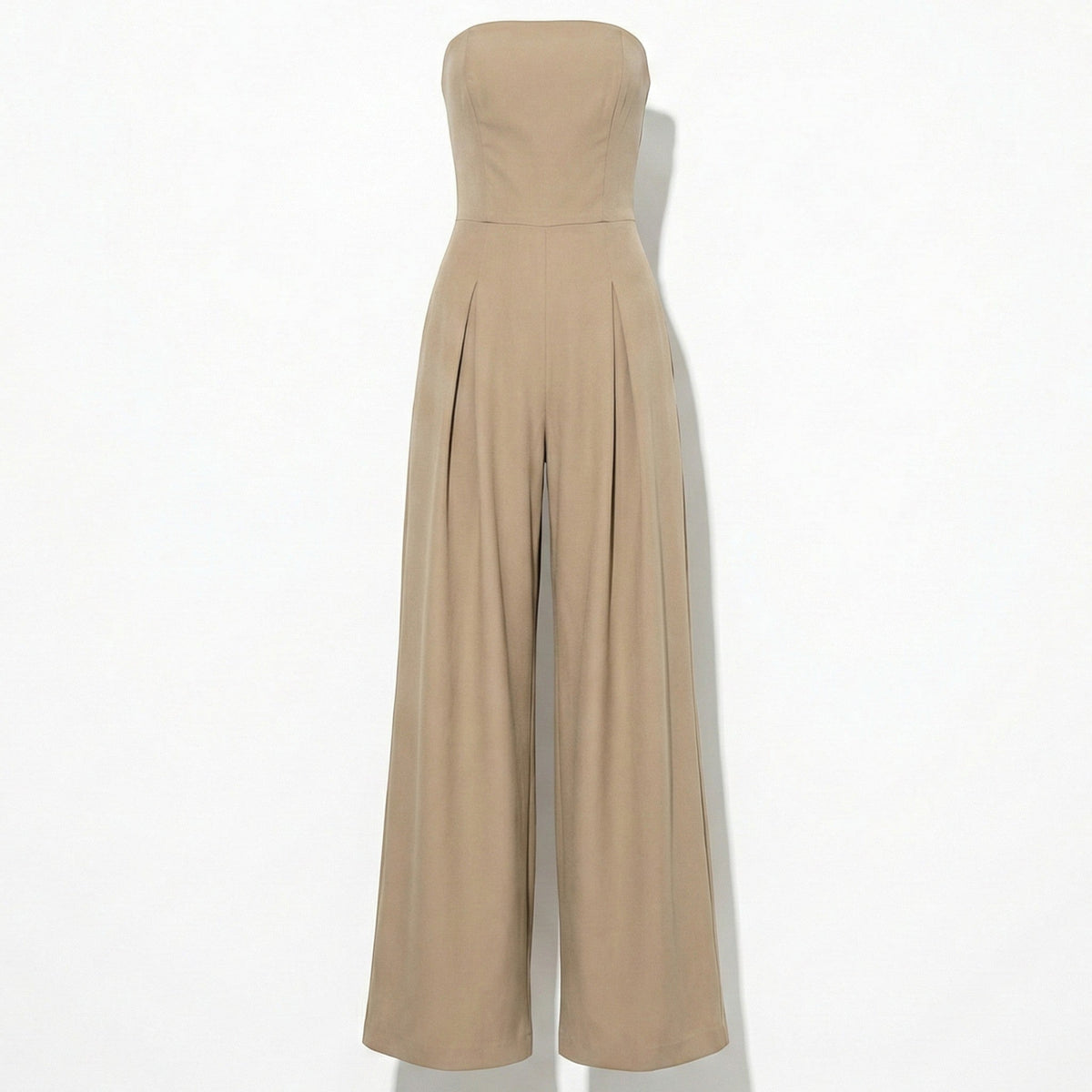Chic Women’s Strapless Jumpsuit with Flowy Wide Legs