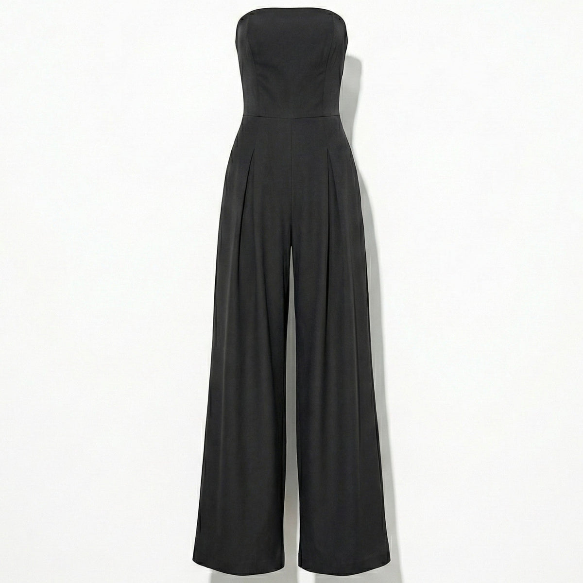 Chic Women’s Strapless Jumpsuit with Flowy Wide Legs