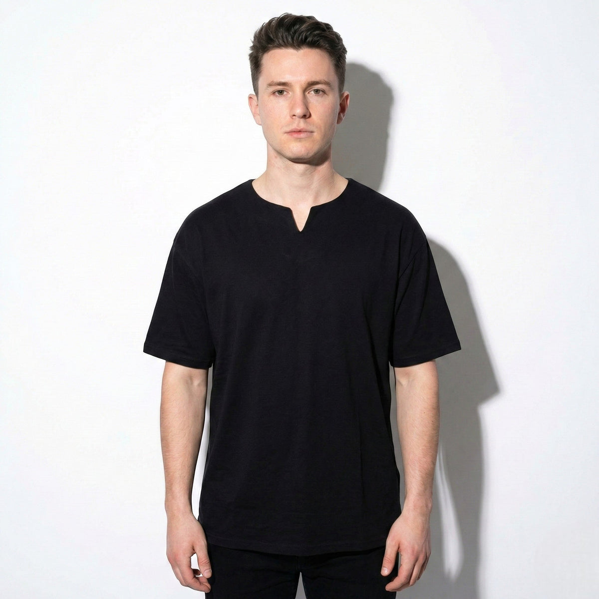 Stylish Men’s Notch Neck Tee – Short Sleeve