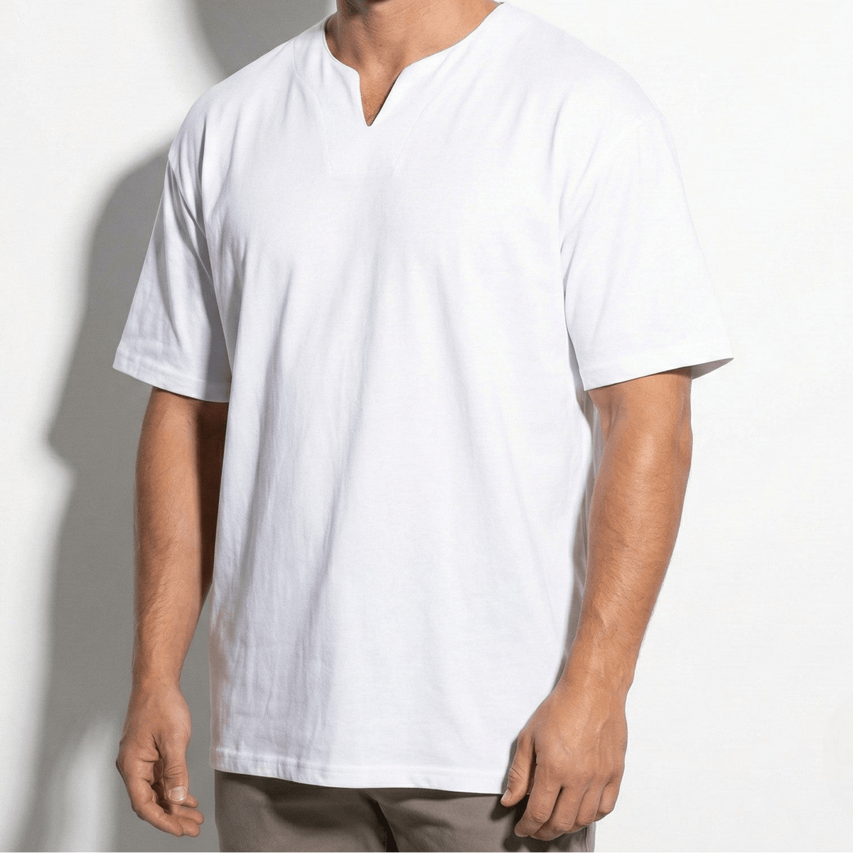 Stylish Men’s Notch Neck Tee – Short Sleeve