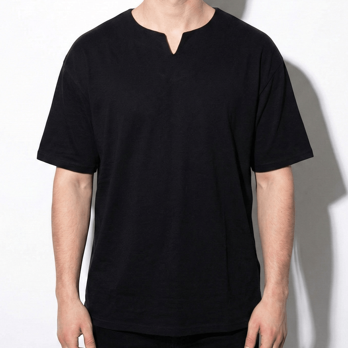 Stylish Men’s Notch Neck Tee – Short Sleeve