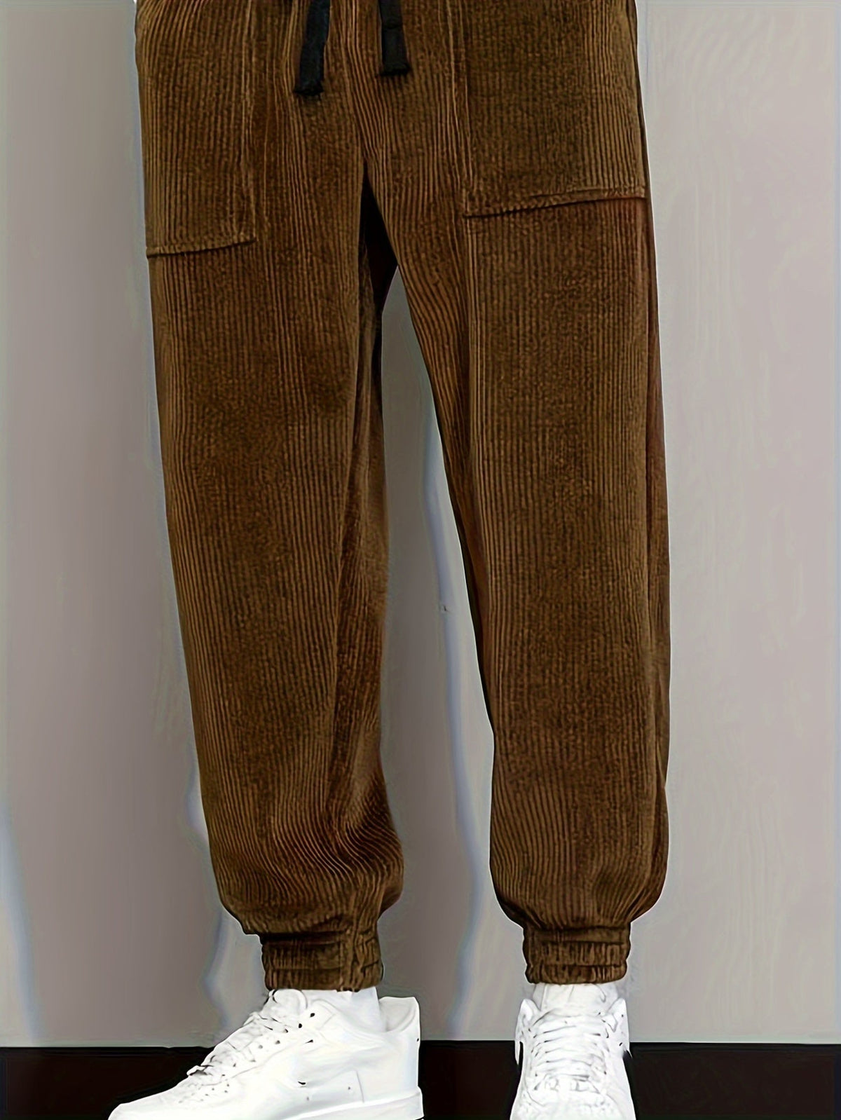 Men's Straight-Leg Corduroy Trousers, 9 Inch, Anti-Wrinkle, Fitted, Mid Rise with Long Legs
